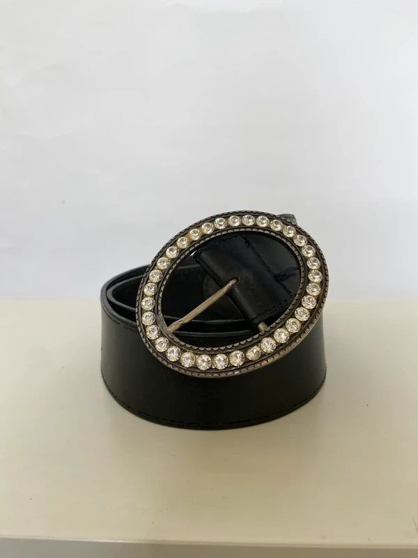 Vintage Chunky Rhinestone Buckle Belt - Funky Cat