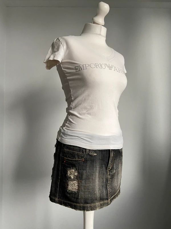 Vintage Armani Rhinestone Baby Tee - Size S - Funky Cat