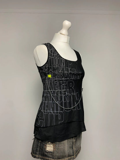 Cop Copine Graphic Print Asymmetric Top - Size XS/S - Funky Cat