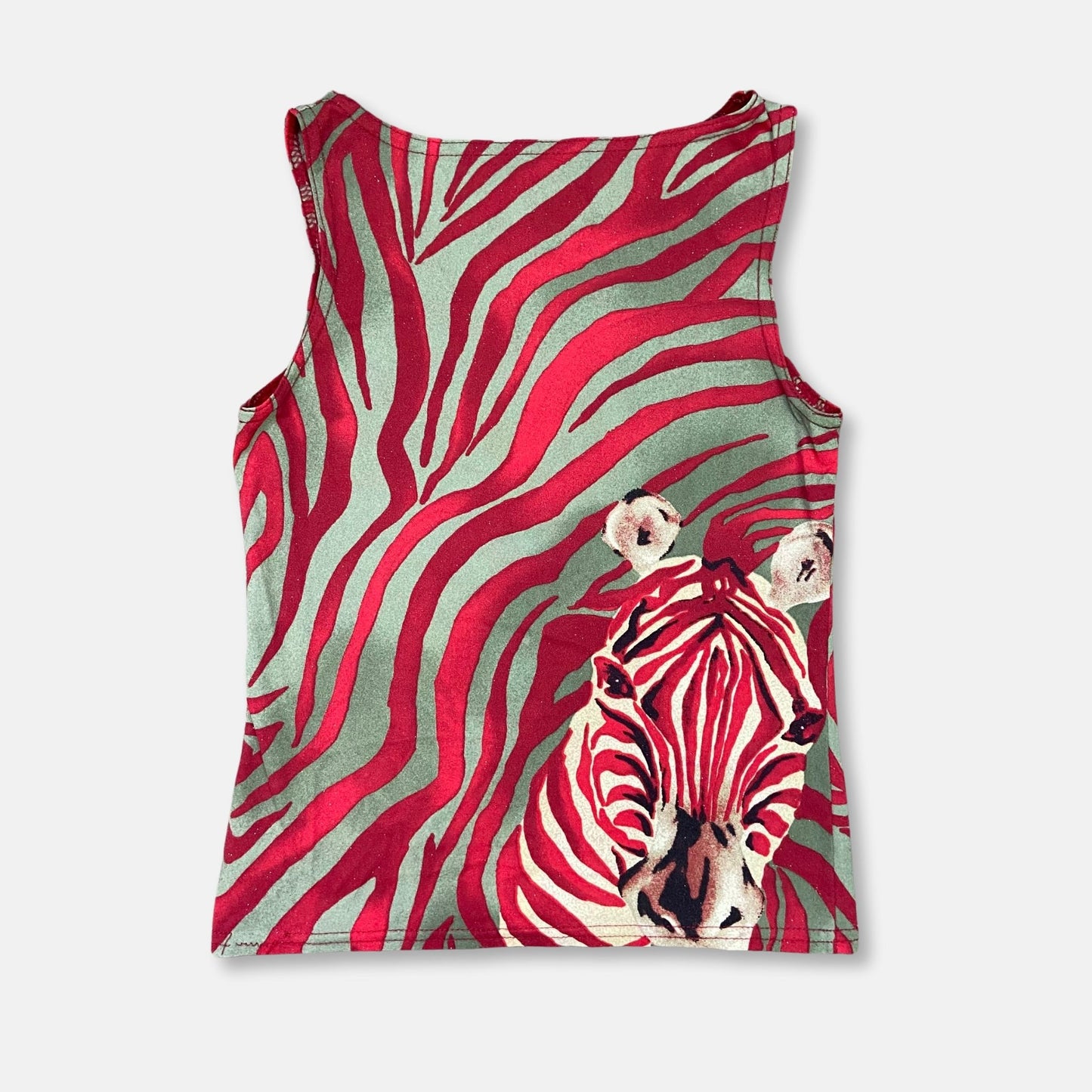 00s Zebra Print Slinky Tank Top - Size XS - Funky Cat