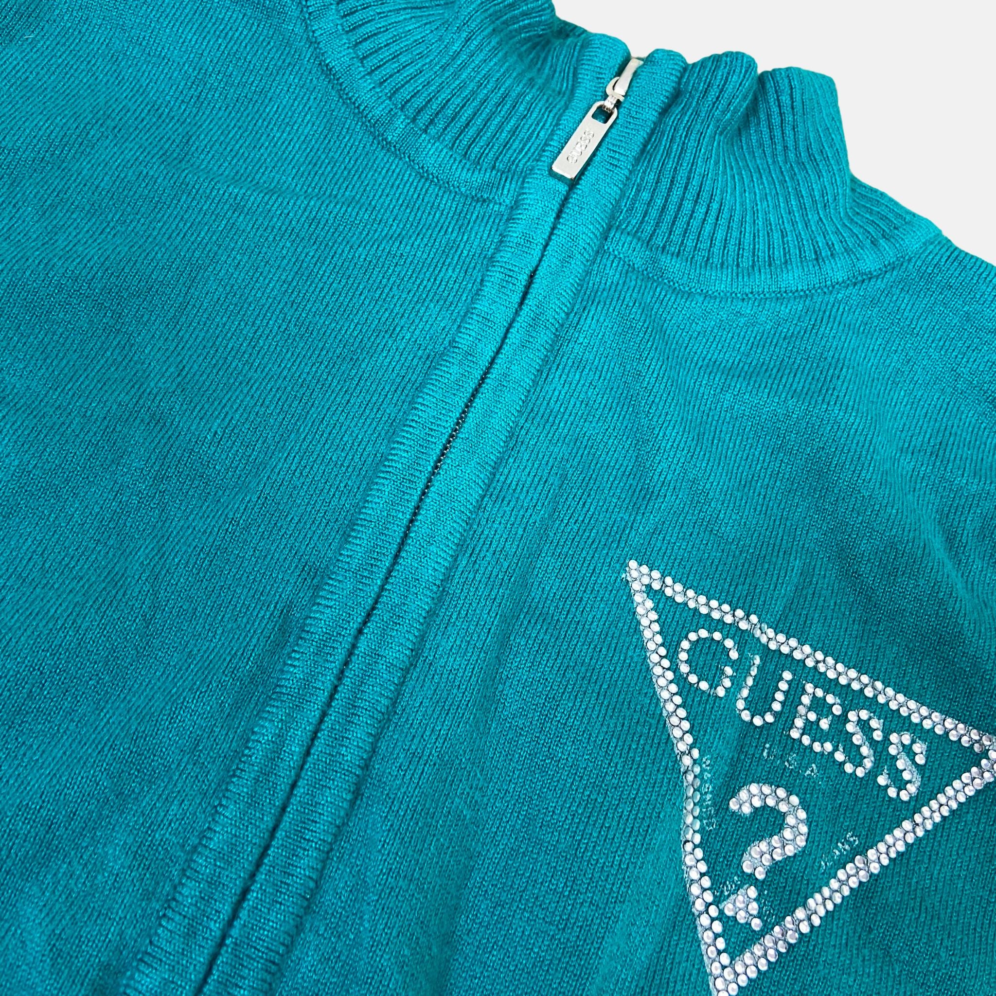 00s Guess Diamanté Jumper - Size XS - Funky Cat