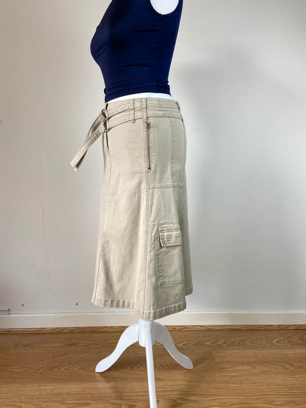 00s Beige Buckle Skirt - Size S - Funky Cat
