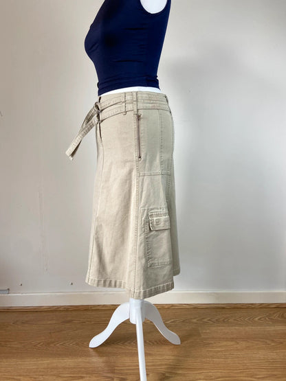 00s Beige Buckle Skirt - Size S