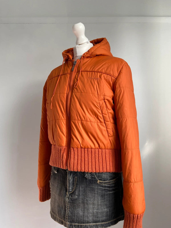 Vintage 00s Hooded Puffer Jacket - Size S/M - Funky Cat