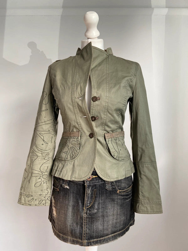 Vintage 00s Military Jacket - Size XS - Funky Cat