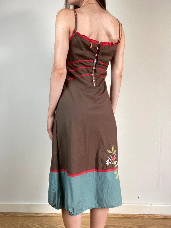 Cop Copine Brown Midi Dress - Size XS - Funky Cat