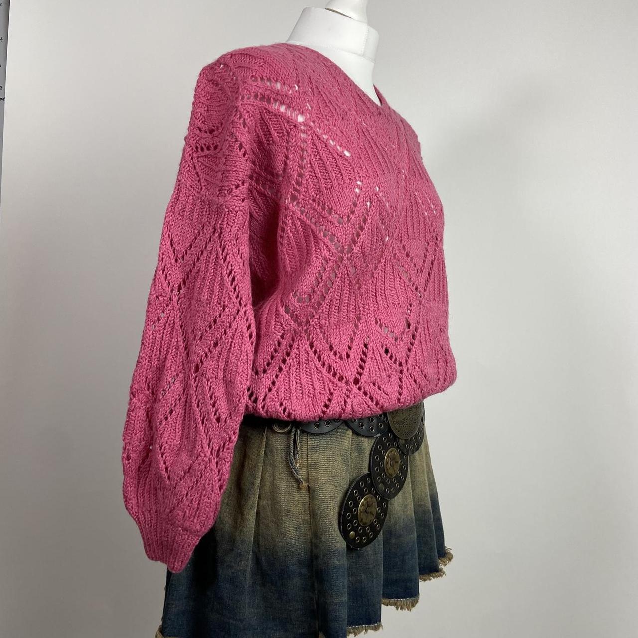 90s Handmade Knitted Jumper - Size M - Funky Cat