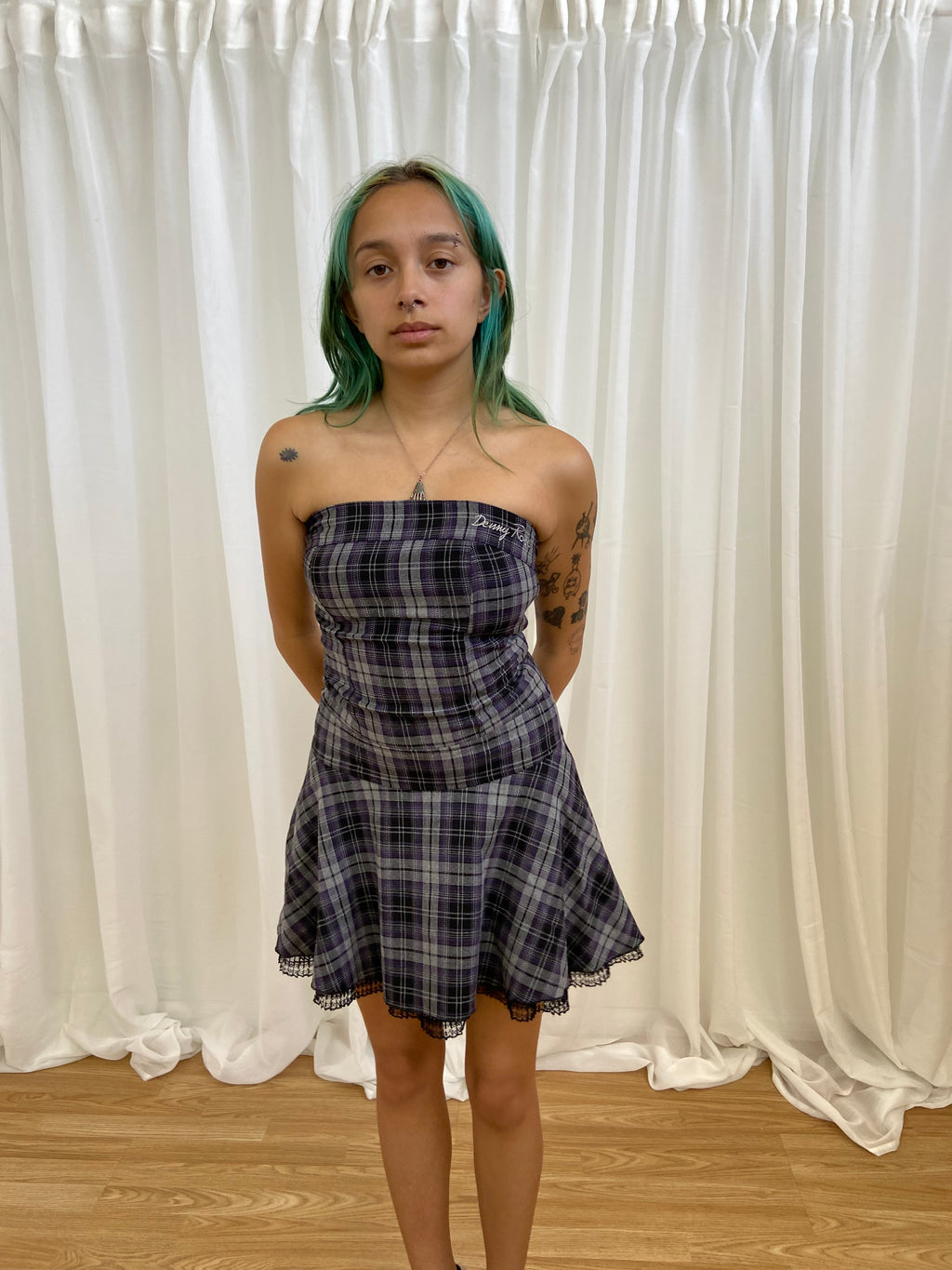 Vintage 00s Plaid Asymmetrical Dress - Size XS
