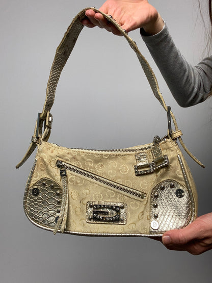 Vintage 00s Rhinestone Shoulder Bag - Funky Cat