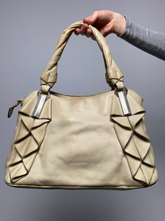 Vintage 00s Leather Ruffle Shoulder Bag - Funky Cat