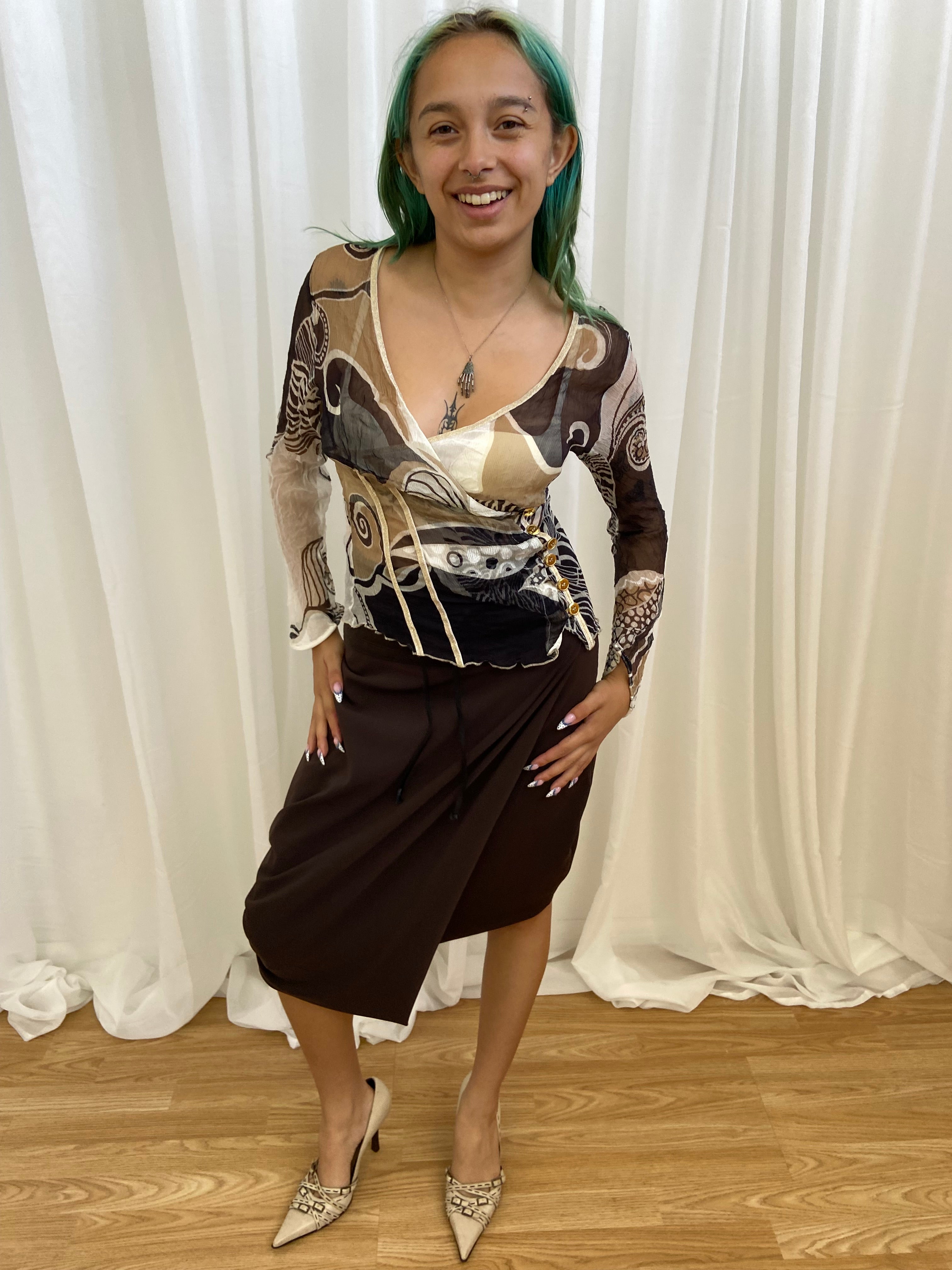 Vintage Sheer Silk Top - Size XS/S