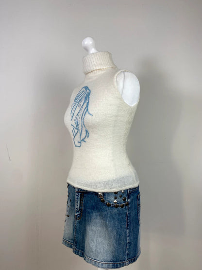 00s Beaded Turtleneck Vest - Size S