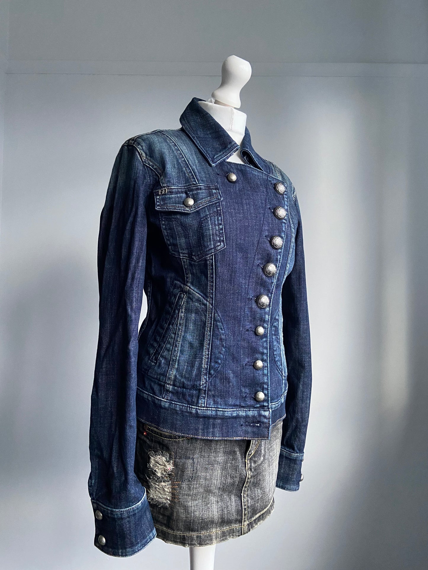 Miss Sixty Asymmetrical Denim Jacket - Size L