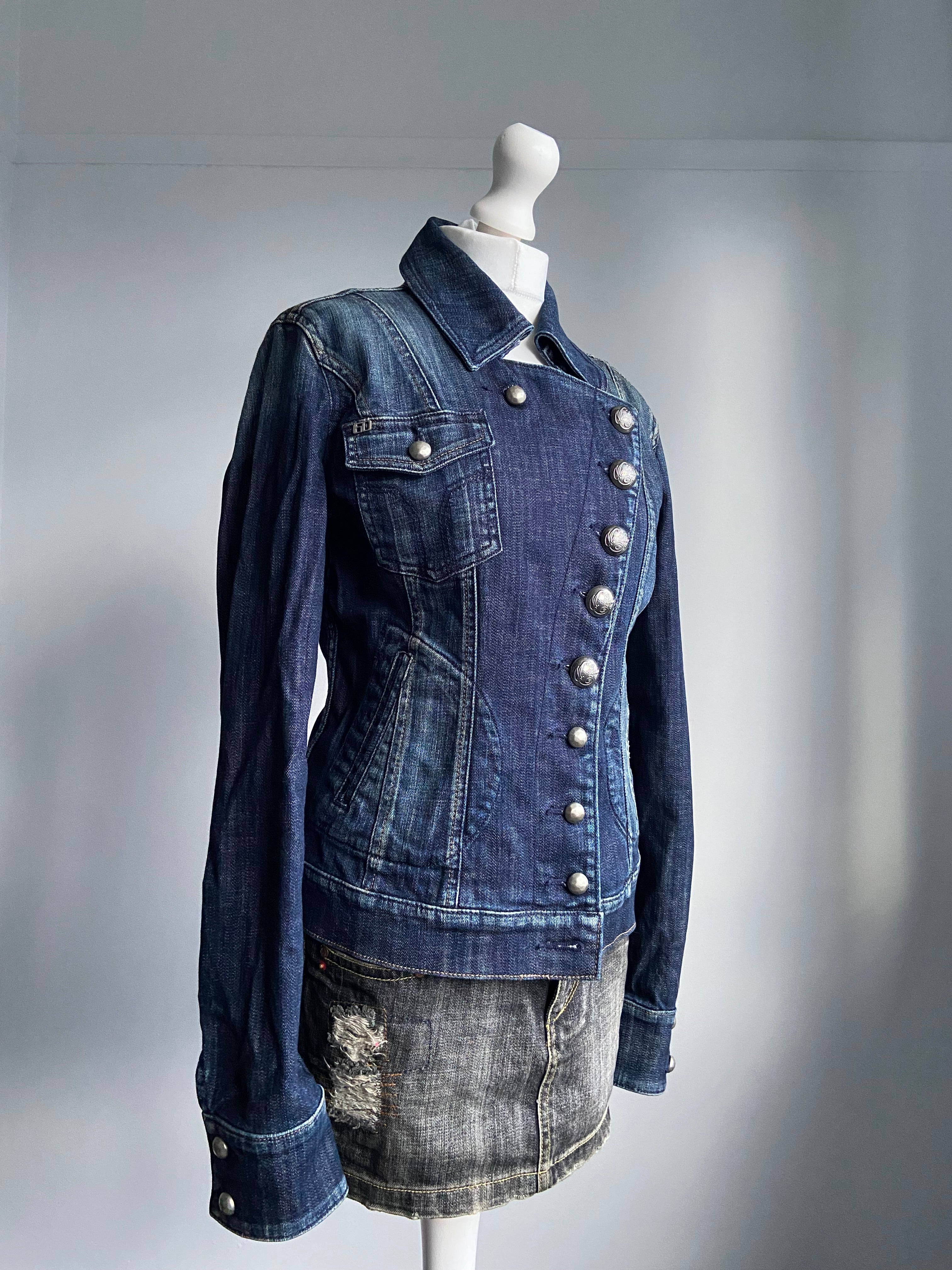 Miss Sixty Asymmetrical Denim Jacket - Size L - Funky Cat