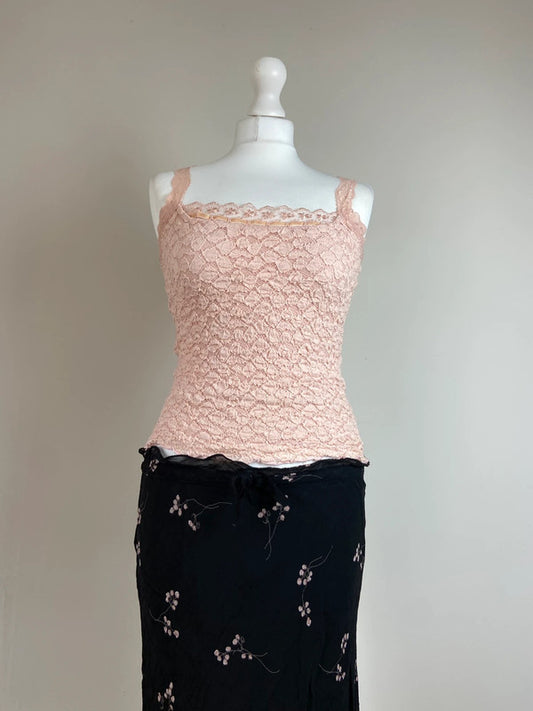 90s Pink Lace Cami - Size XS