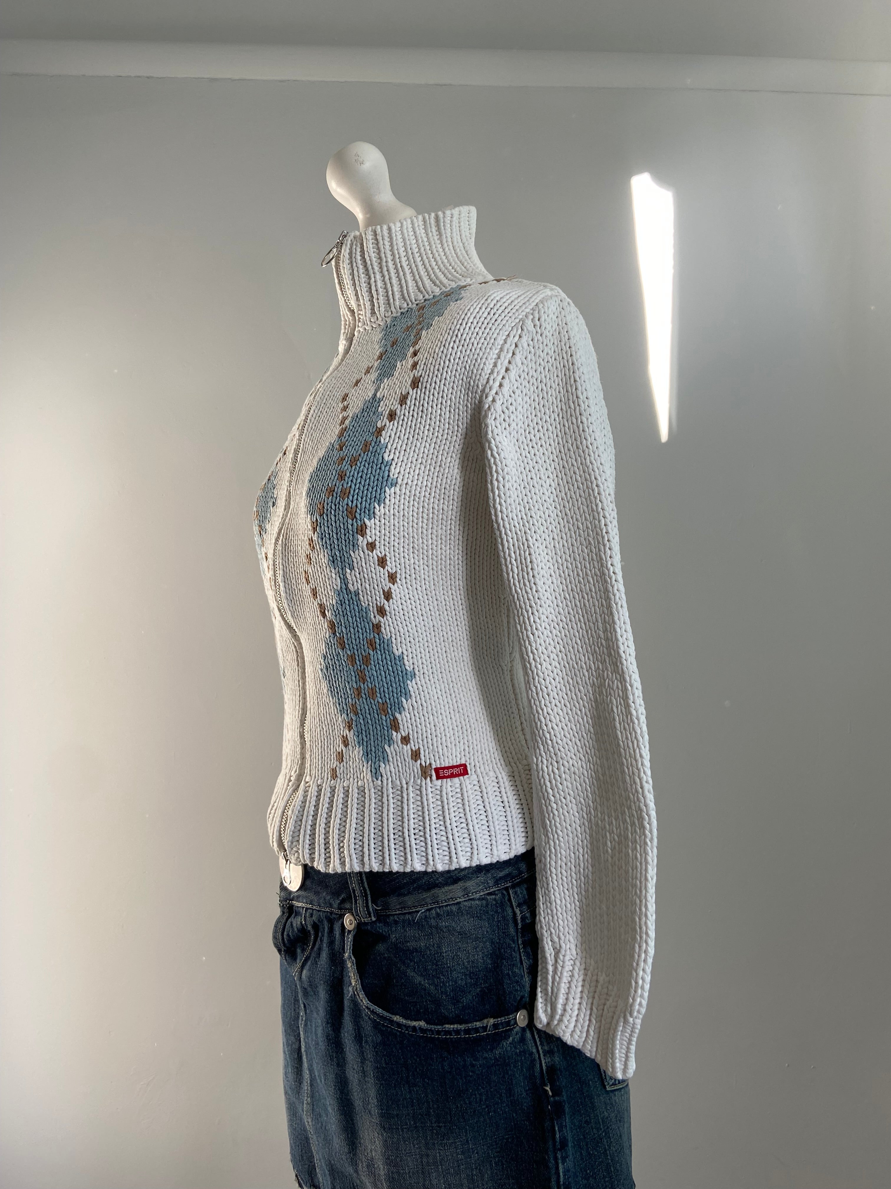 Vintage 00s Argyle Knit Jumper - Size S - Funky Cat