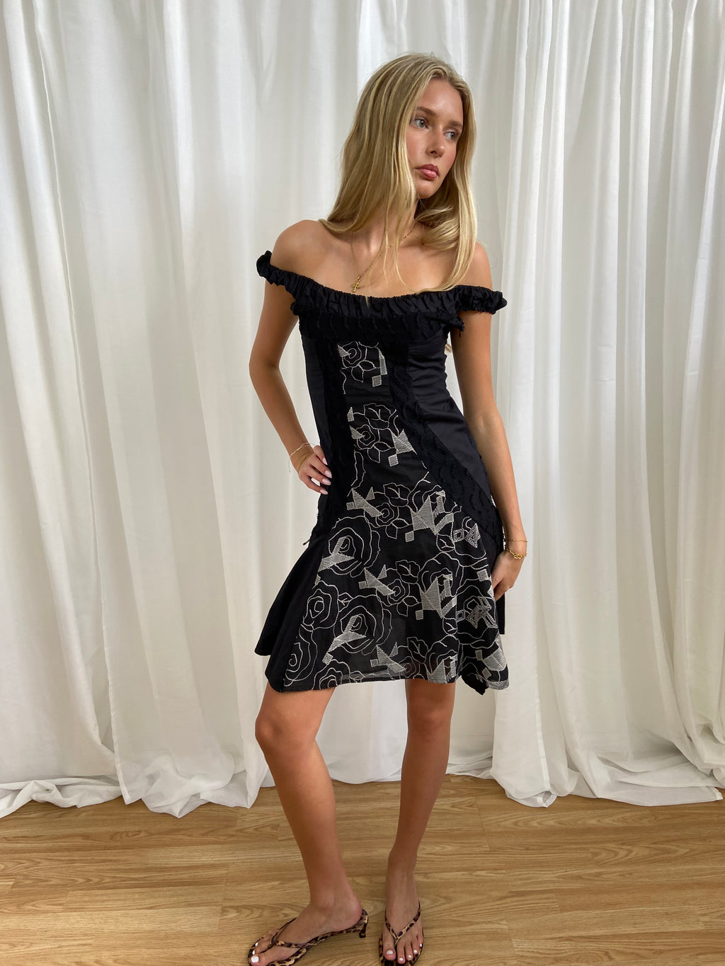 Save The Queen Off-Shoulder Dress - Size S - Funky Cat
