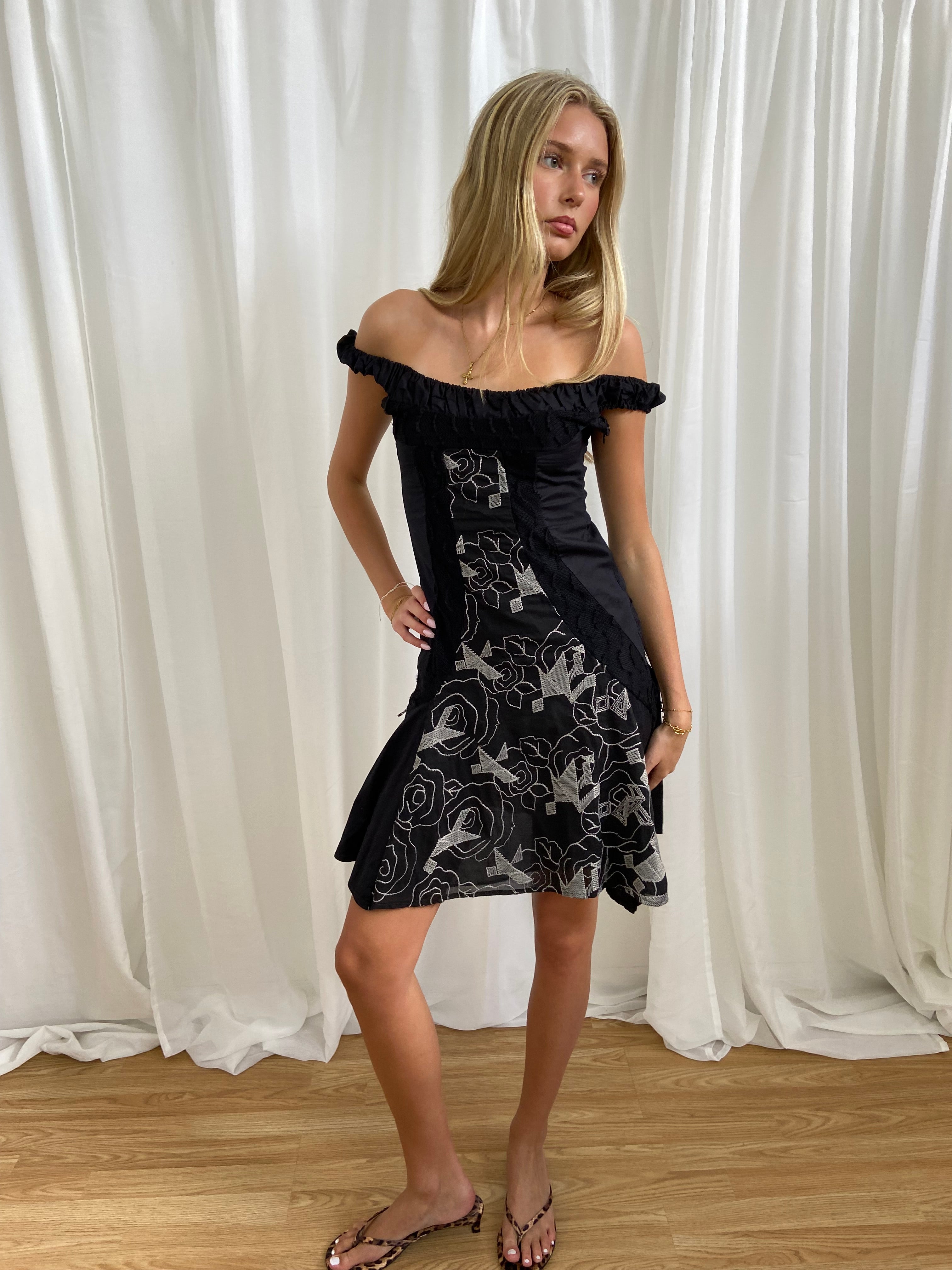 Save The Queen Off-Shoulder Dress - Size S - Funky Cat