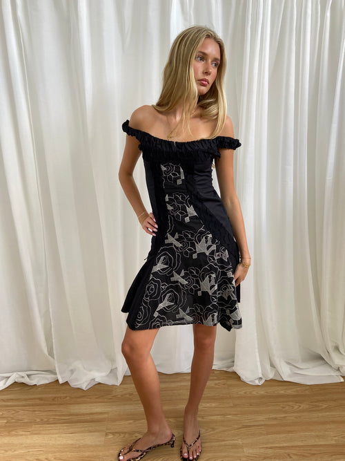 Save The Queen Off-Shoulder Dress - Size S - Funky Cat