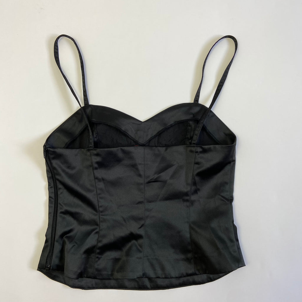 00s Sparkly Embellished Corset Style Cami - Size S - Funky Cat