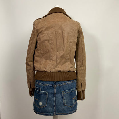 00s Brown Leather Jacket - Size M