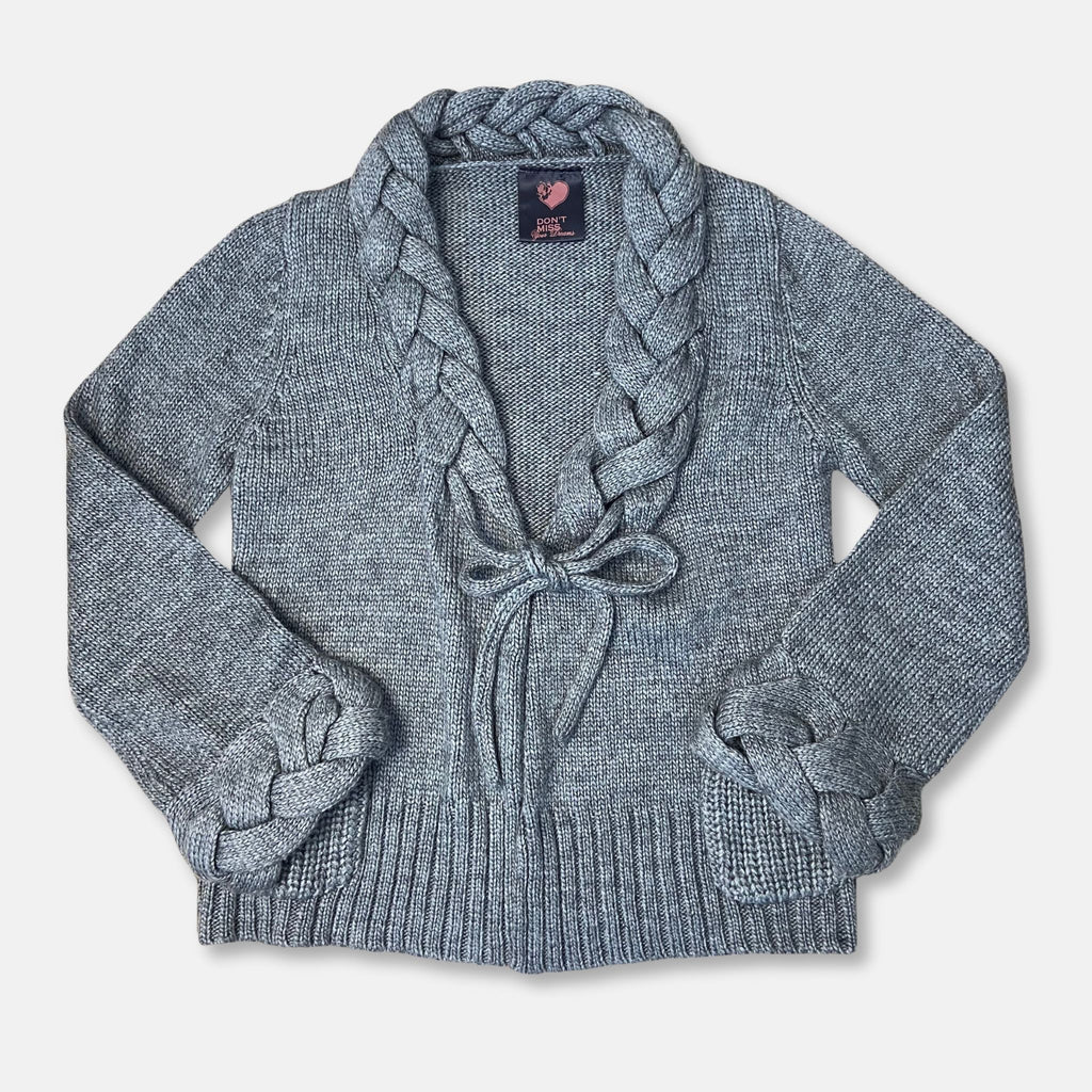 Tie Front Knit Cardigan - Size M - Funky Cat