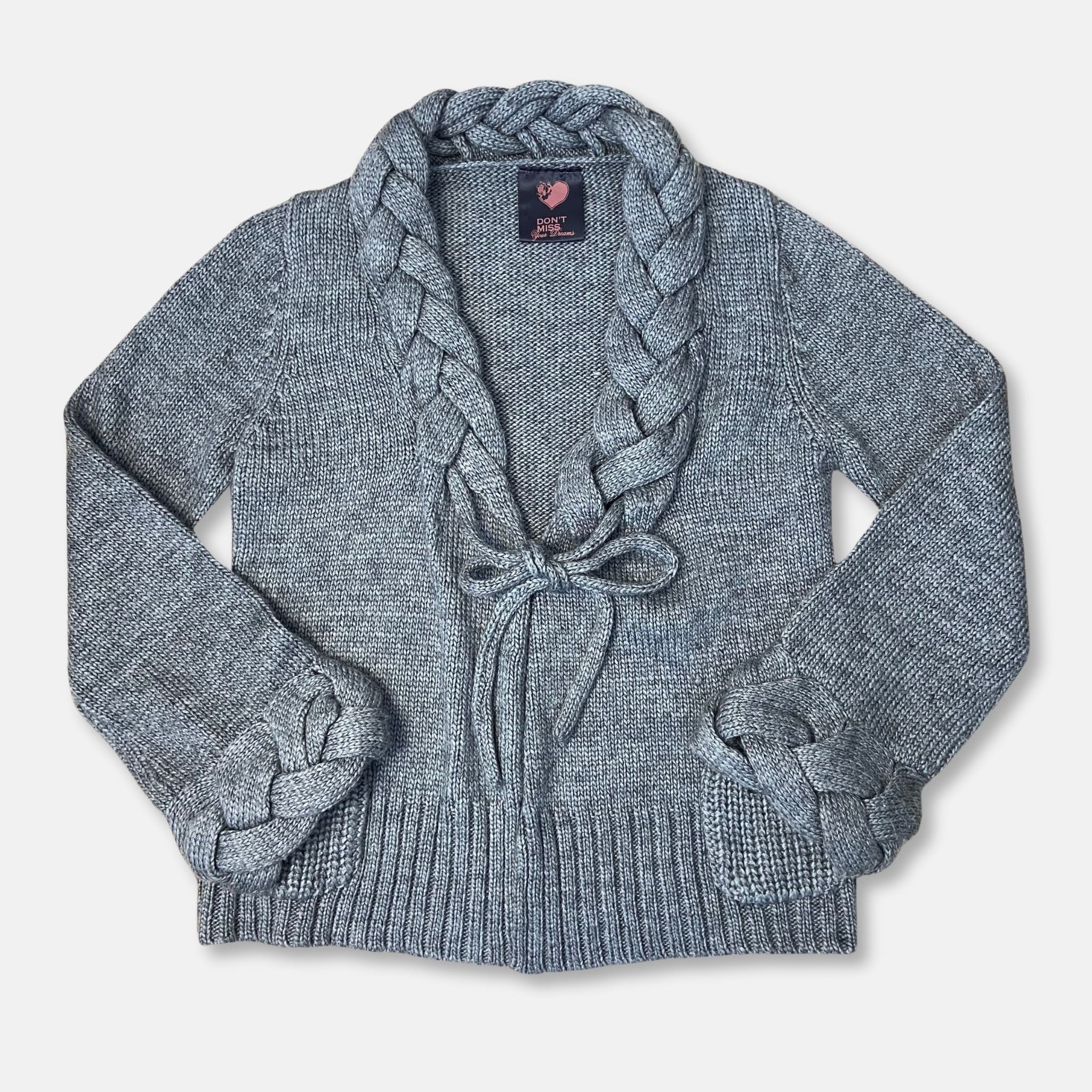 Tie Front Knit Cardigan - Size M - Funky Cat