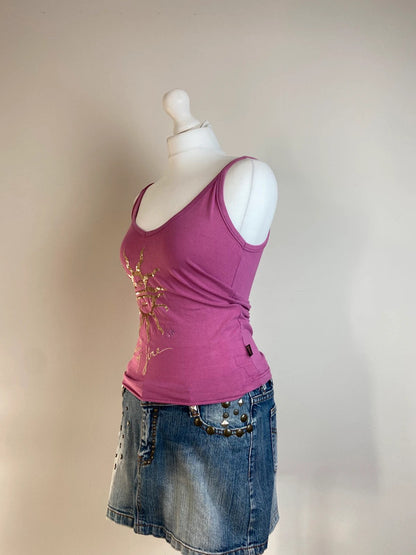 Vintage 90s Y2K Pink Sequin Vest - Size S/M