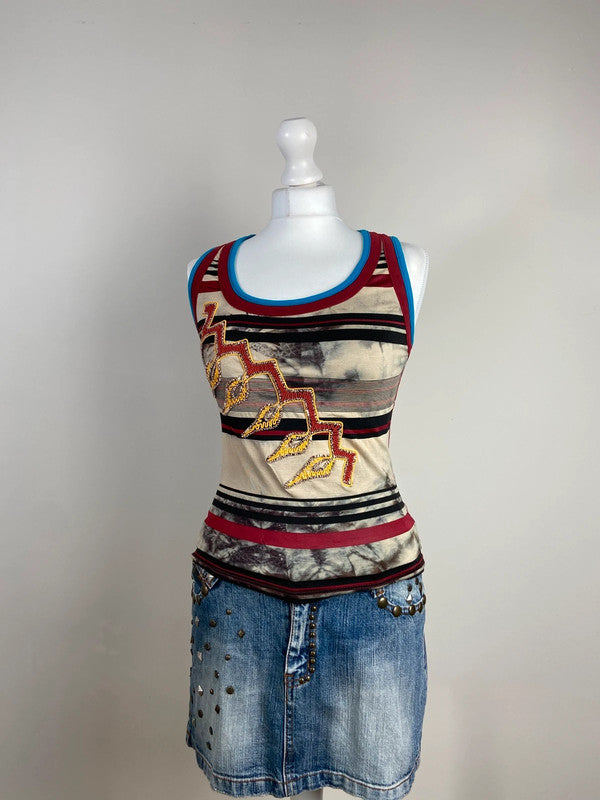 Save The Queen Embroidered Vest Top - Size M/L