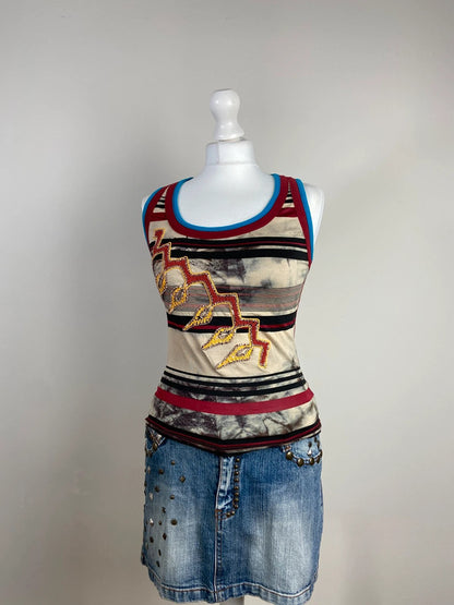 Save The Queen Embroidered Vest Top - Size M/L