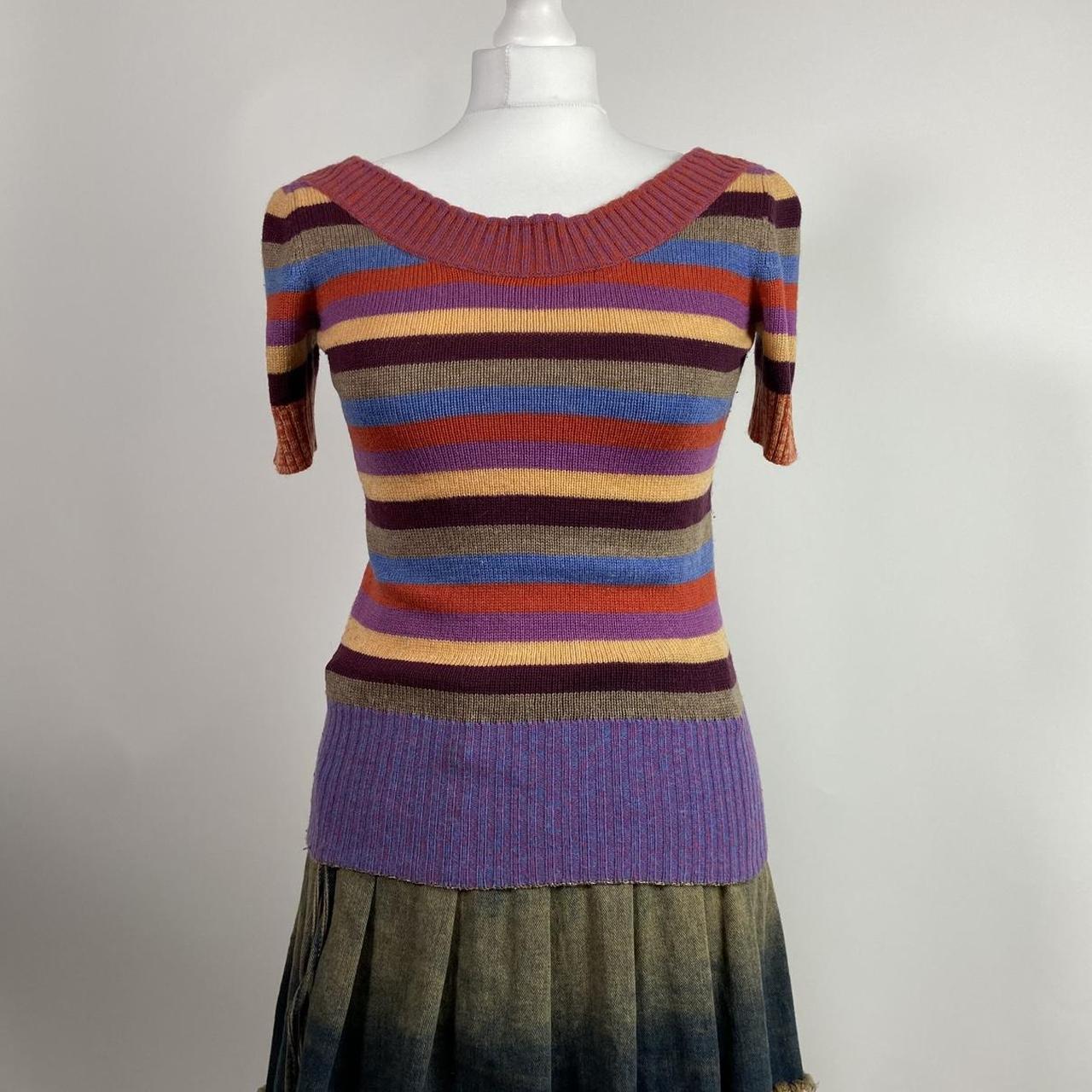 Dolce & Gabbana Multicoloured Striped Knit T-Shirt - Size XS - Funky Cat