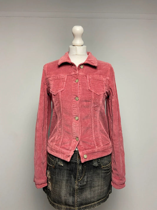 Vintage 00s Pink Cord Jacket - Size S - Funky Cat