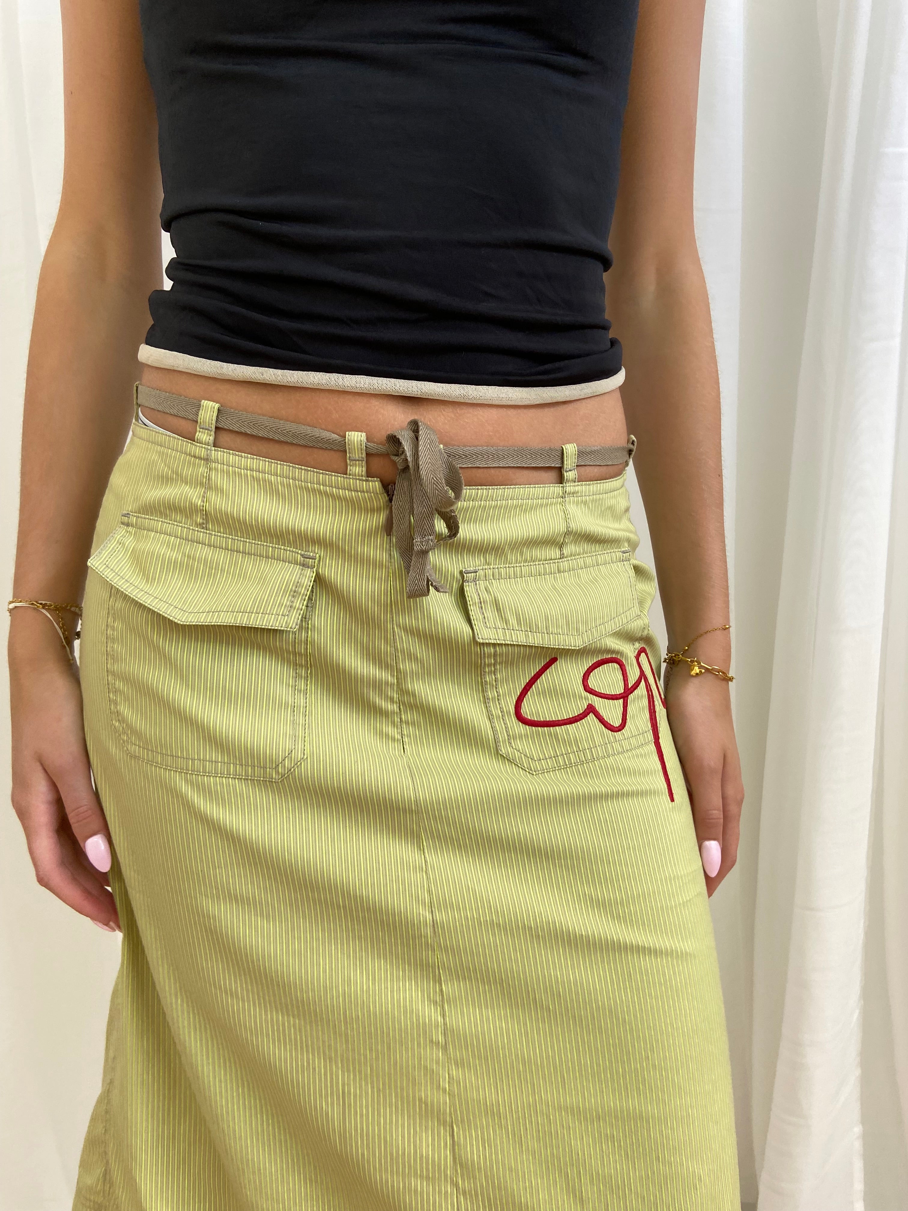 Cop Copine Green Striped Skirt - Size S - Funky Cat
