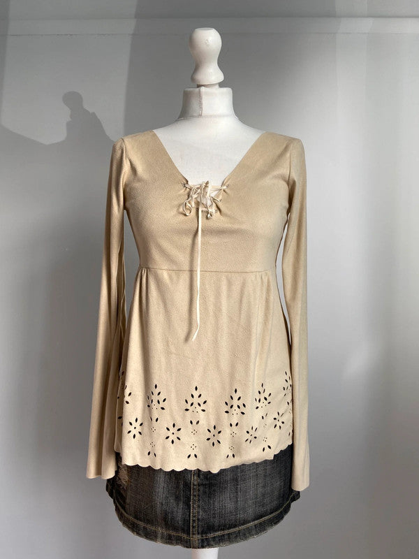 Vintage 00s Babydoll Style Top - Size M - Funky Cat