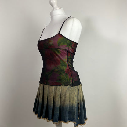 90s Slinky Mesh Floral Cami - Size XS