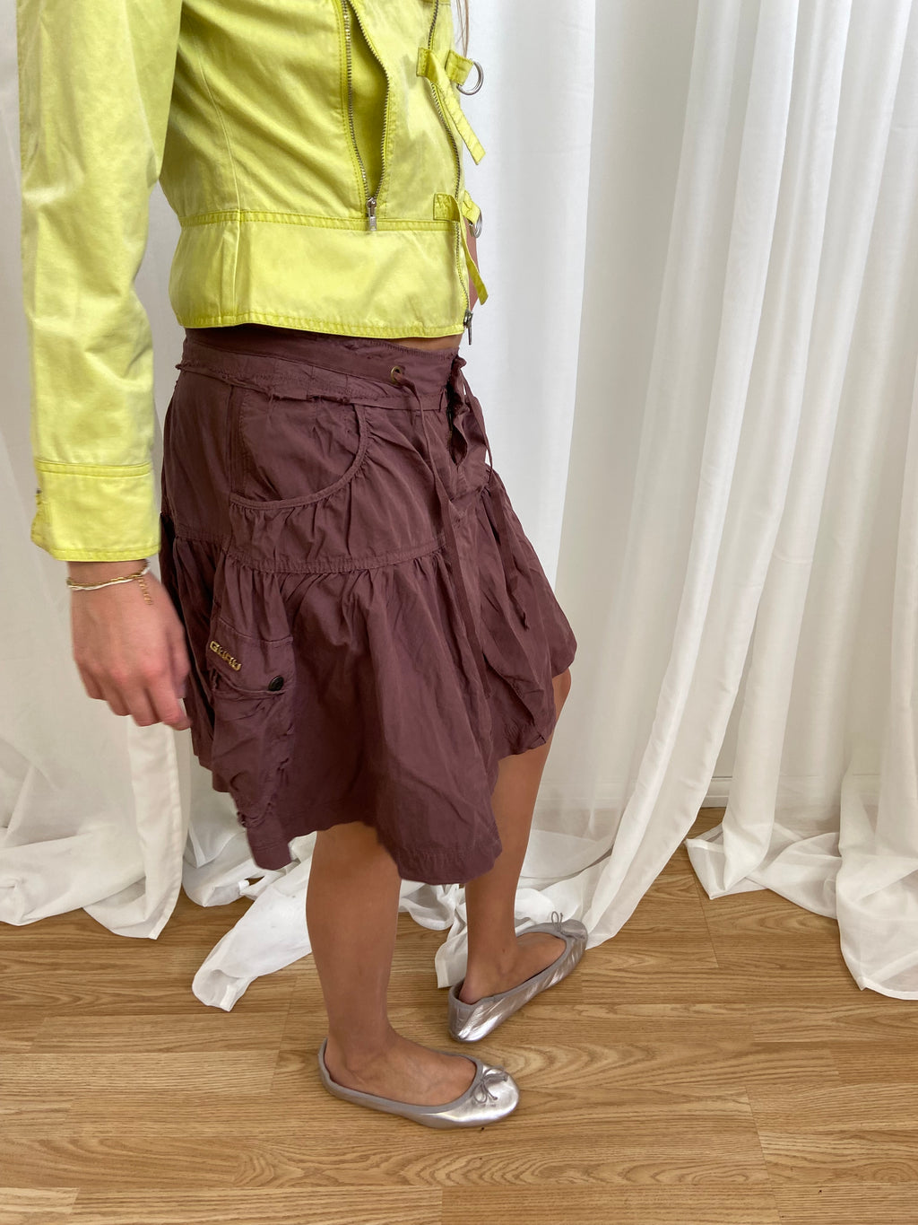 Vintage 00s Brown Utility Skirt - Size S - Funky Cat