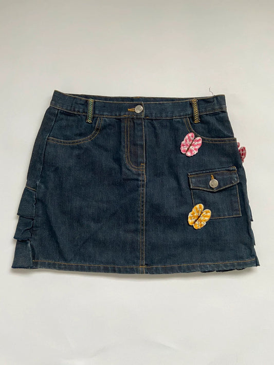Vintage 00s Ruffled Denim Mini Skirt - Size XS - Funky Cat