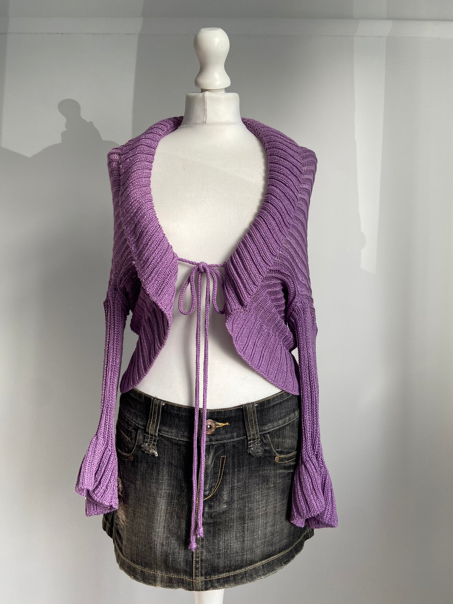 Vintage 00s Ruffled Cardigan - Size S - Funky Cat