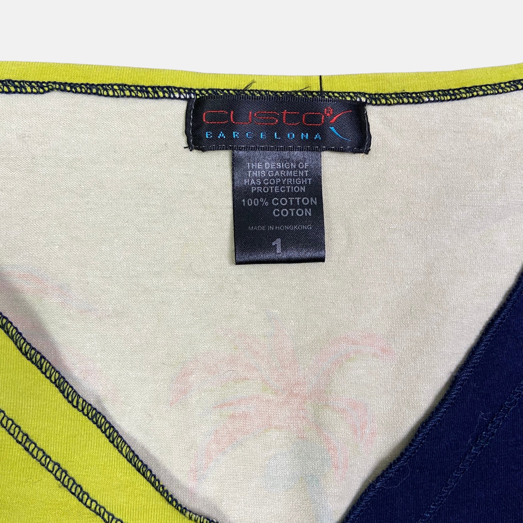 00s Custo Barcelona Asymmetric Graphic Top - Size S - Funky Cat