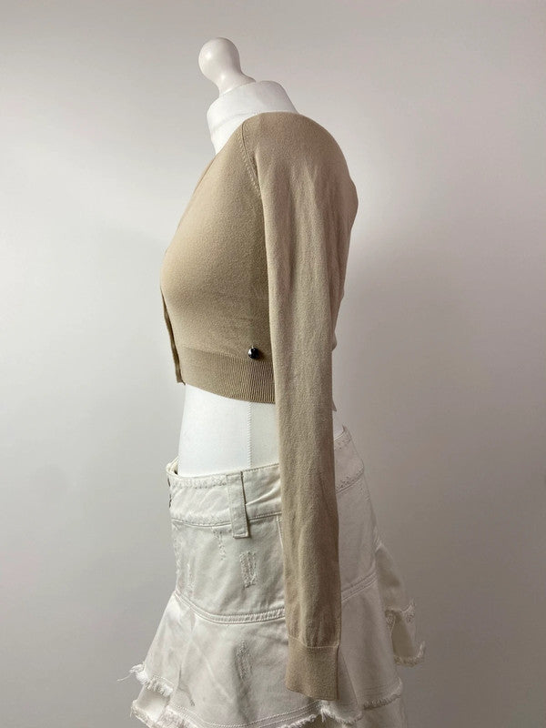 00s Beige Cropped Cardigan - Size S - Funky Cat