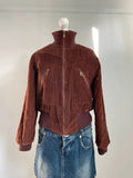 Vintage 00s Brown Bomber Jacket - Size M - Funky Cat