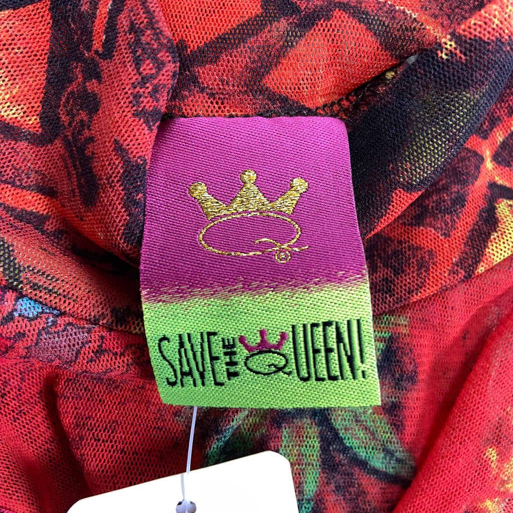 Save The Queen Graphic Mesh Asymmetric Tunic - Size XS/S - Funky Cat