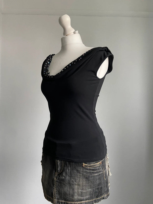 Blumarine Diamanté Slouchy Top - Size S - Funky Cat