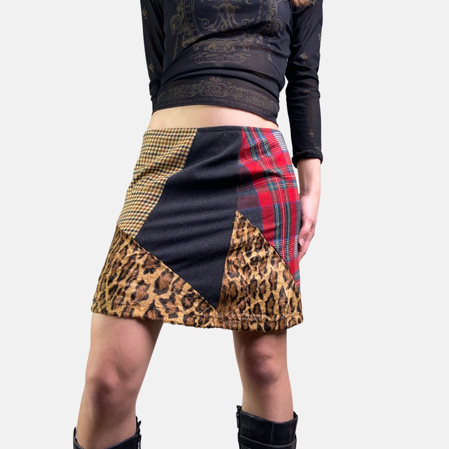 00s Patchwork Mini Skirt - Size S