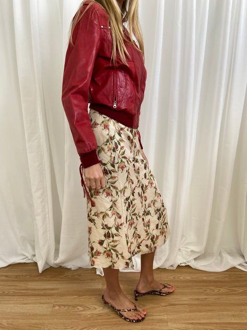 Vintage 00s Floral Silk Skirt - Size XS/S