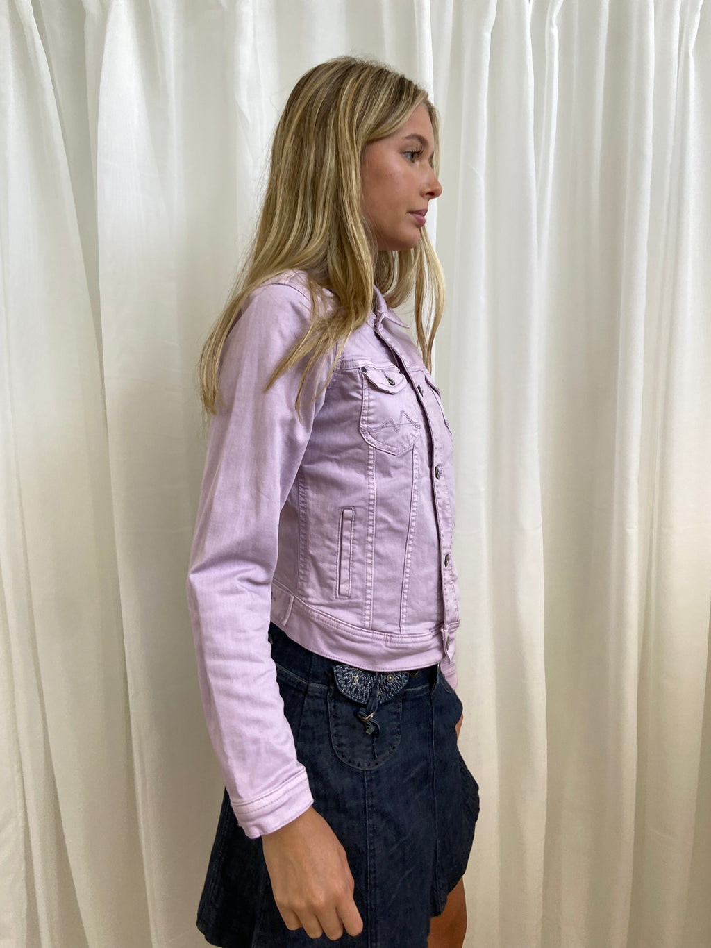 Vintage 00s Lilac Denim Jacket - Size XS/S