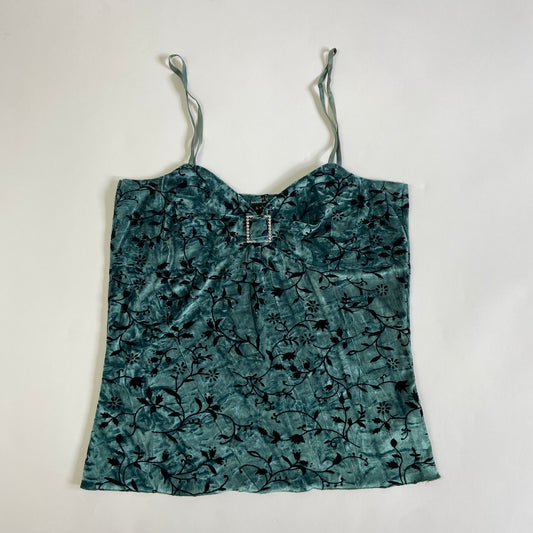 90s Velvet Diamanté Top - Size L