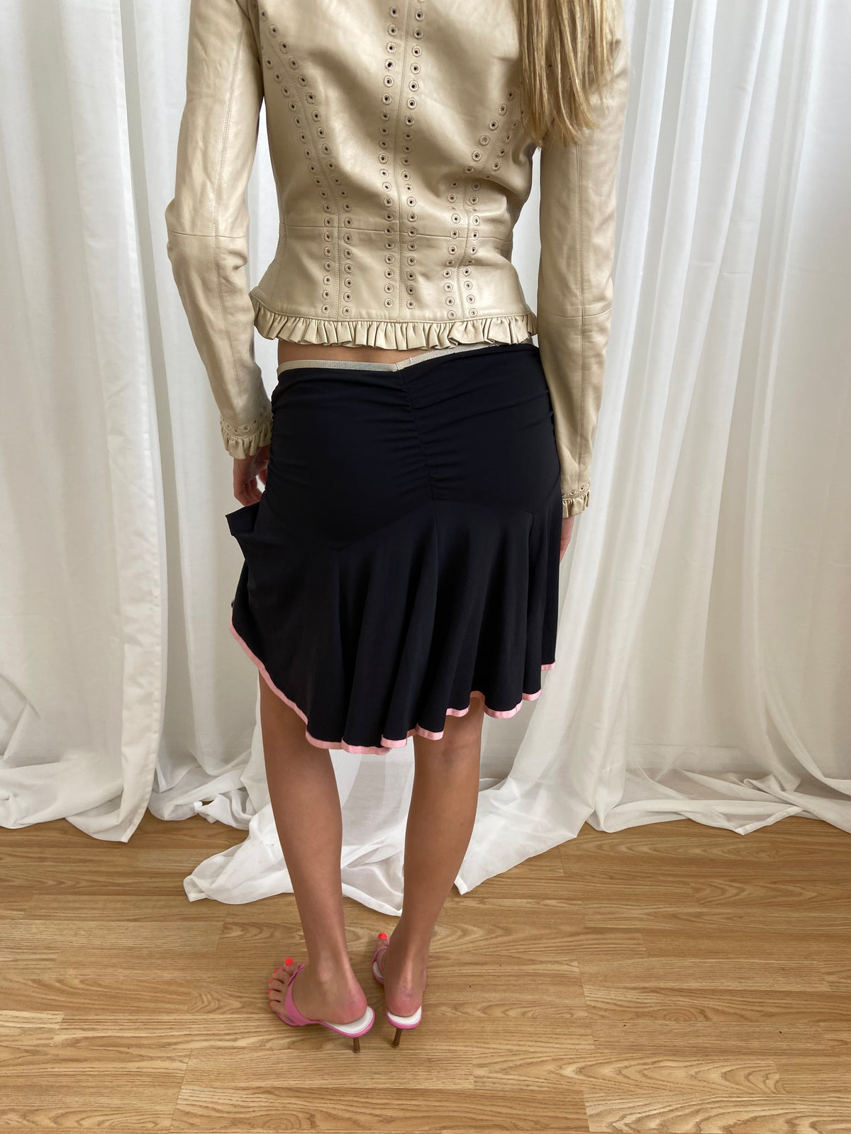 Vintage 00s Ruched Slinky Skirt - Size S - Funky Cat
