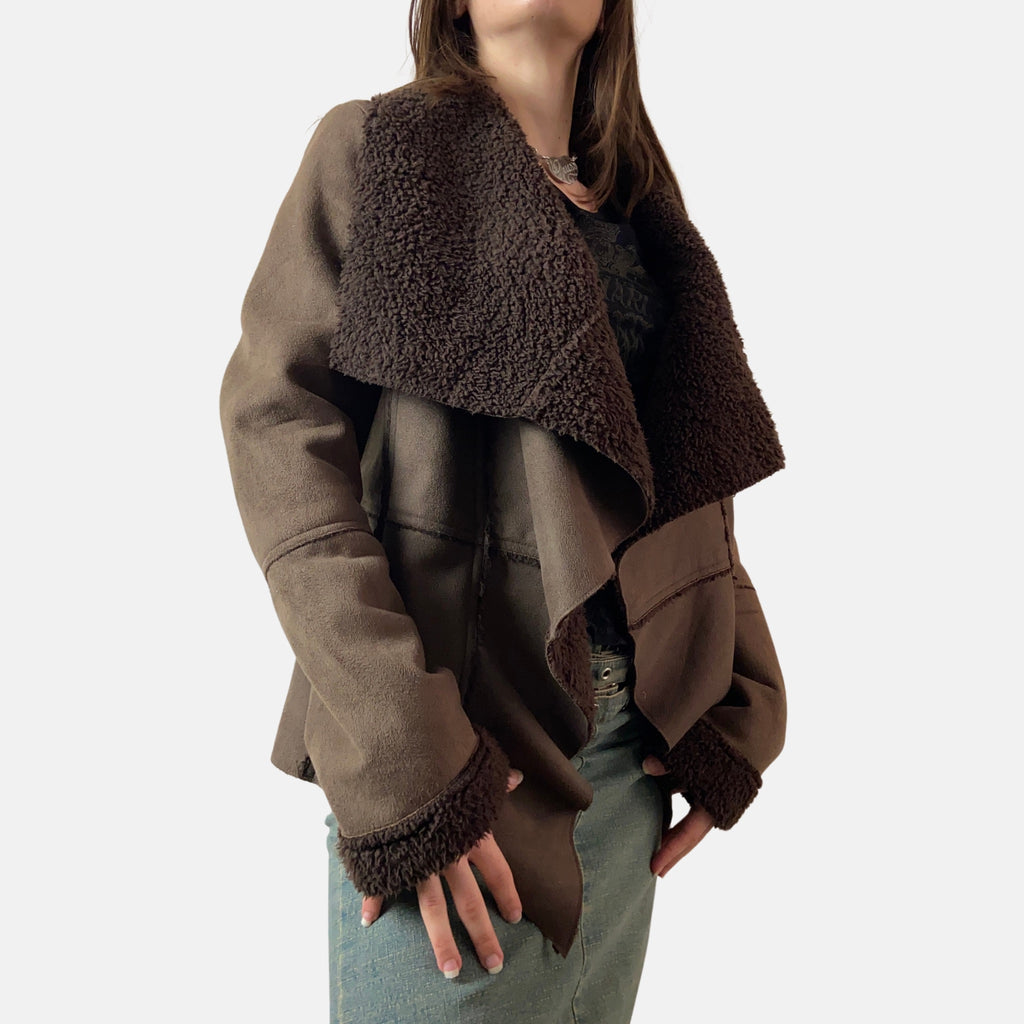 00s Afghan Faux Suede Coat Jacket - Size S - Funky Cat