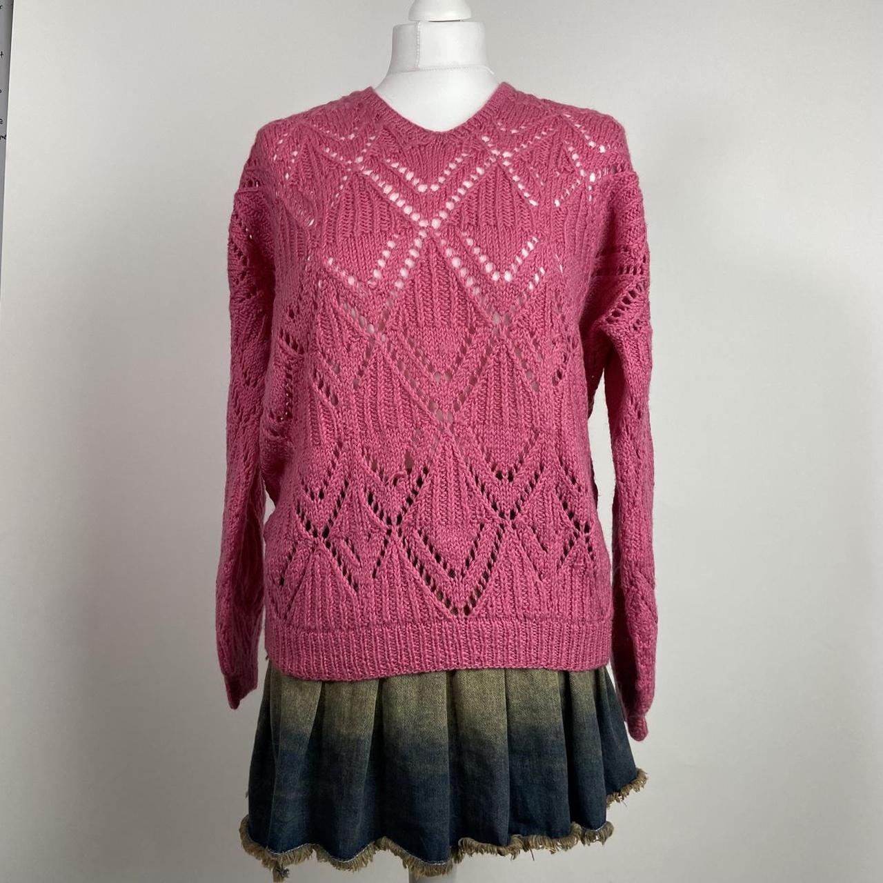 90s Handmade Knitted Jumper - Size M - Funky Cat